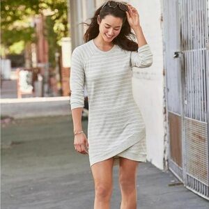 Athleta‎ Gray Striped Criss Cross Sweatshirt Dress